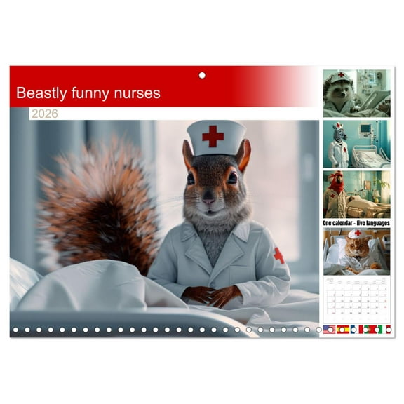 Beastly funny nurses (Monthly Wall Calendar 2026 11.7 x 16.5 (open)), CALVENDO 14 Month Calendar