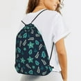 thumbnail image 6 of XMXT Waterproof Gym Bag, Green Christmas Stars Leaves Drawstring Backpack for Men, s, 6 of 8