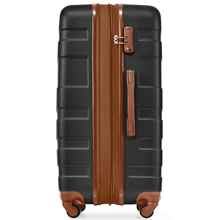 Merax Brown Lightweight 3-Piece Expandable ABS Hardshell Spinner Luggage Set with TSA Lock