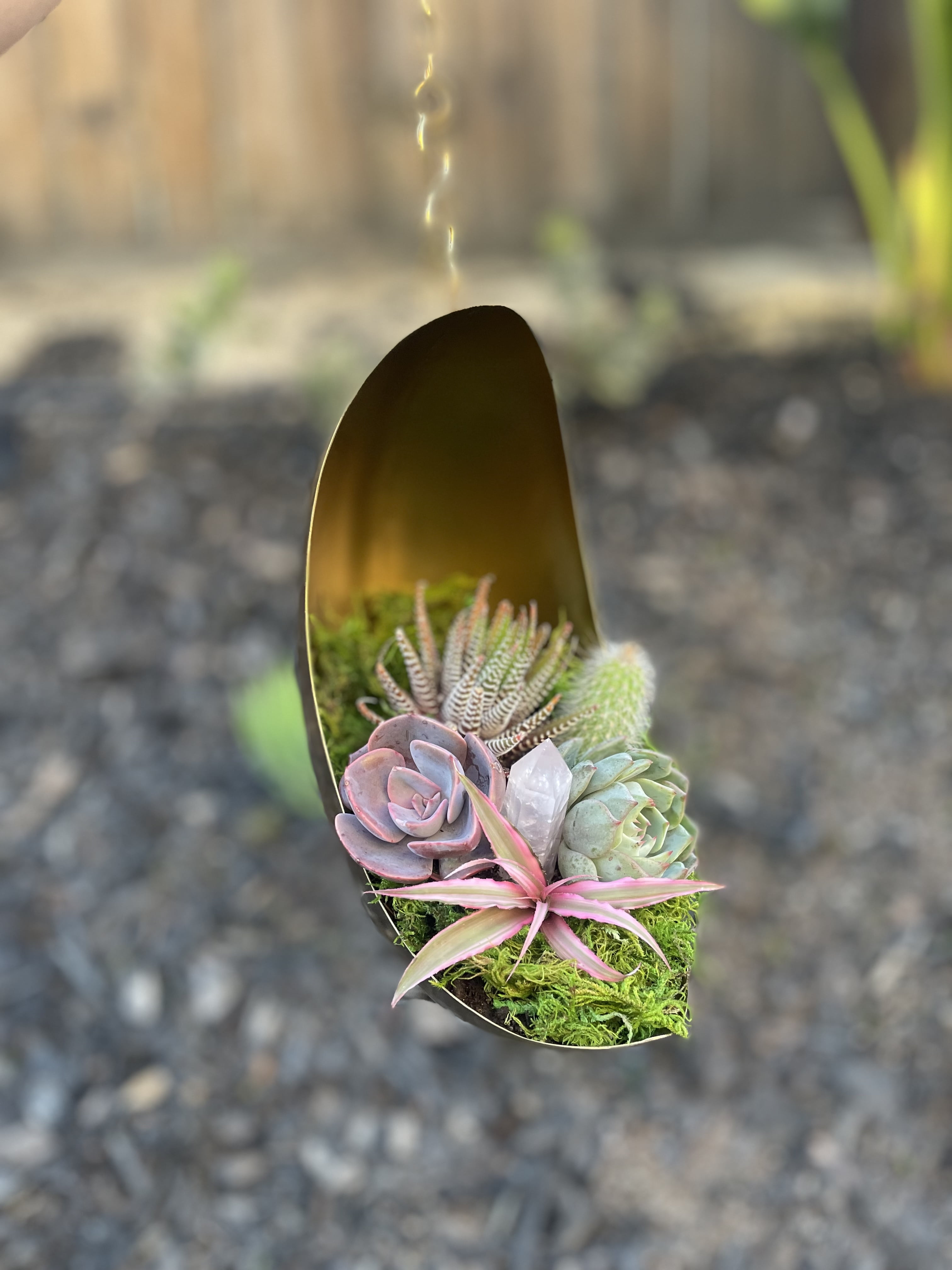 Hanging Metal Moon Planter | Metal Moon Hanging Planter | Moon Pot | Gold Stars Planter | Indoor Planter | Lunar Planter for Succulents | Unique Planter | Valentines Day Gift