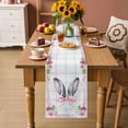 thumbnail image 2 of Easter Table Runner 72 Inches, Cute Rabbits Ears Bow Daisy Flower Watercolor Plaid Bed Runner Dresser Scarves Tabletop for Indoor Outdoor Parties/Ceremony/Banquet, 18" x 72", 2 of 8