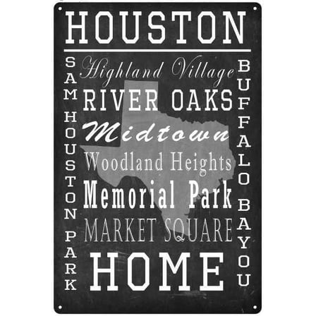 Houston Texas Landmarks Chalkboard Look Metal Sign 12x18 2180008086