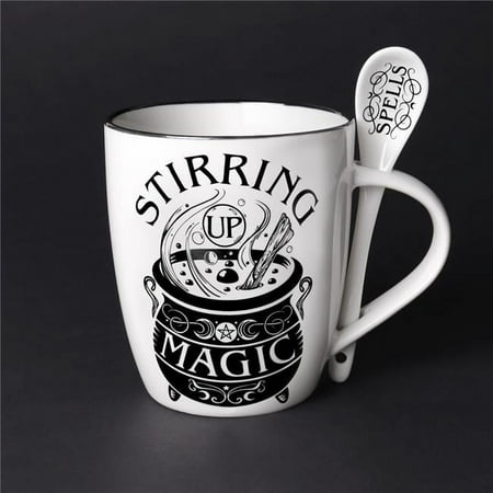 

5.31 in. Stirring Up Magic Mug Spoon Set White & Black - 13 oz