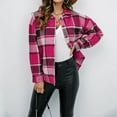 thumbnail image 5 of IROINNID Women's Mid-Length Shacket Jacket Turndown Lapel Plaid Long Sleeve Plaid Shirt Single Breasted Cardigan Shirt Coat Casual Outwear, Hot Pink, 5 of 7