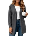 thumbnail image 2 of Binmer Women’s V Neck Open Front Long Knit Cardigan Long Sleeve Casual Mid Length Outerwear,Sizes S-2XL, 2 of 9