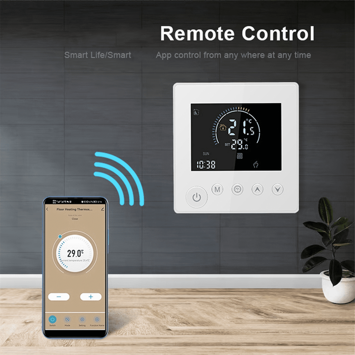TUYA Thermostat Temperature Controller Water Electric Floor Heating TRV 3A Digital LCD Display Wall Mounted