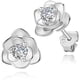thumbnail image 1 of Pendientes de plata de ley chapados en oro con forma de rosa, hipoalergénicos y sin níquel para mujer Rojo Verde, 1 of 4