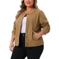 thumbnail image 4 of Agnes Orinda Women's Plus Size Denim Jacket Button Down Anorak Utility Casual Cargo Jackets with Pockets 2025 Outfits 1X Brown, 4 of 5
