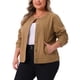 thumbnail image 4 of Chaqueta de mezclilla para mujer de talla grande Agnes Orinda, chaqueta utilitaria con botones y bolsillos, atuendos 2025 2X marrón, 4 of 5