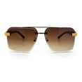 thumbnail image 5 of Mens Euro Mafia Mob Rimless Bevel Lens Oversize Racer Sunglasses [Gold Brown - Brown], 5 of 8