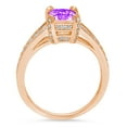 thumbnail image 4 of 2.45 ct Emerald Cut Natural Amethyst Solitaire with Simulated Diamond Accents 14K Rose Gold Womens Engagement Ring, 4 of 6