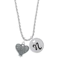 thumbnail image 1 of Delight Jewelry Antiqued Snake Print Heart Silvertone Script Initial Disc - N - Charm Necklace, 20"+3", 1 of 4