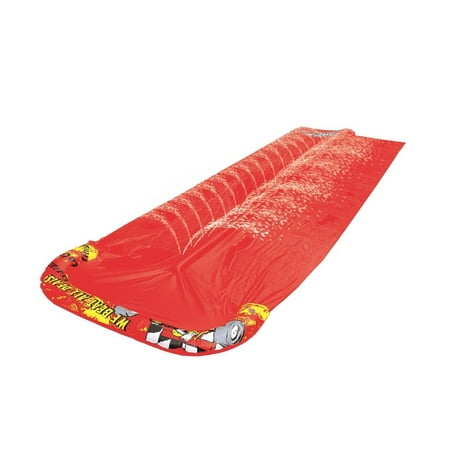 Pool Central 16' Inflatable Race Track Themed Dual Ground Level Inflatable Water Slide - Red