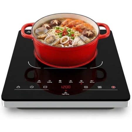 Single Burner Electric Stove, 110V-120V Portable Electric Cooktop, Countertop Stove Top Burner Hot Plate Ceramic Cooktop with Control 10 Power Levels Lock Timer for Kitchen Cooking