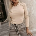 thumbnail image 6 of GigrtiJin Womens Rivets Tops Long Sleeve Tight Shirts Crewneck Solid Pullover Casual Blouses Cool Spring Clothes, 6 of 9