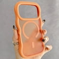thumbnail image 2 of Dteck Curly Wavy Frame Case for iPhone 17 Pro Max, Compatible with MagSafe, Shockproof Translucent Frosted Back Phone Cover,Orange, 2 of 5