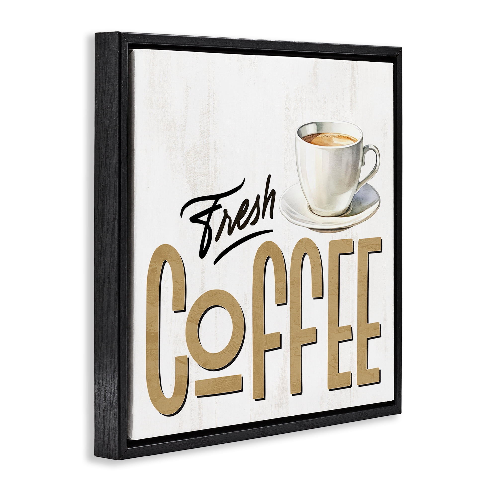 Stupell Industries Fresh Hot Coffee Black Framed Floater Canvas Wall Art, design by Kim Allen