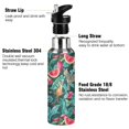 thumbnail image 3 of Yayeee 20oz Insulated Water Bottle Double Wall Stainless Steel with Flip Straw Lid, Green Tropical Pattern, 3 of 7