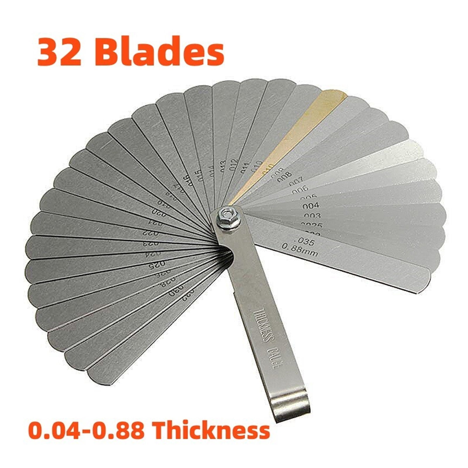 32 Blades Metric Feeler Gauge High Precision 0.04-0.88 Thickness Gages Gap Filler Feeler Gauges Woodworking Measuring ,Easy to Use