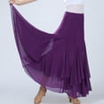 thumbnail image 3 of Vestido largo de malla lisa para baile de salón de tango y vals moderno para mujer Púrpura, 3 of 9