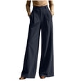 thumbnail image 3 of ClodeEU Women's High Waist Elastic Waist Dress Pants with Pockets,Casual Solid Color Work Trousers Navy,Women's Plus S, 3 of 8