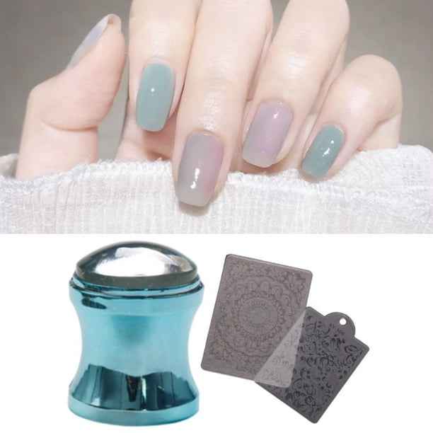 Plantillas de Uñas y Estampador Suave de Silicona Salvador Estampado de Uñas Azul