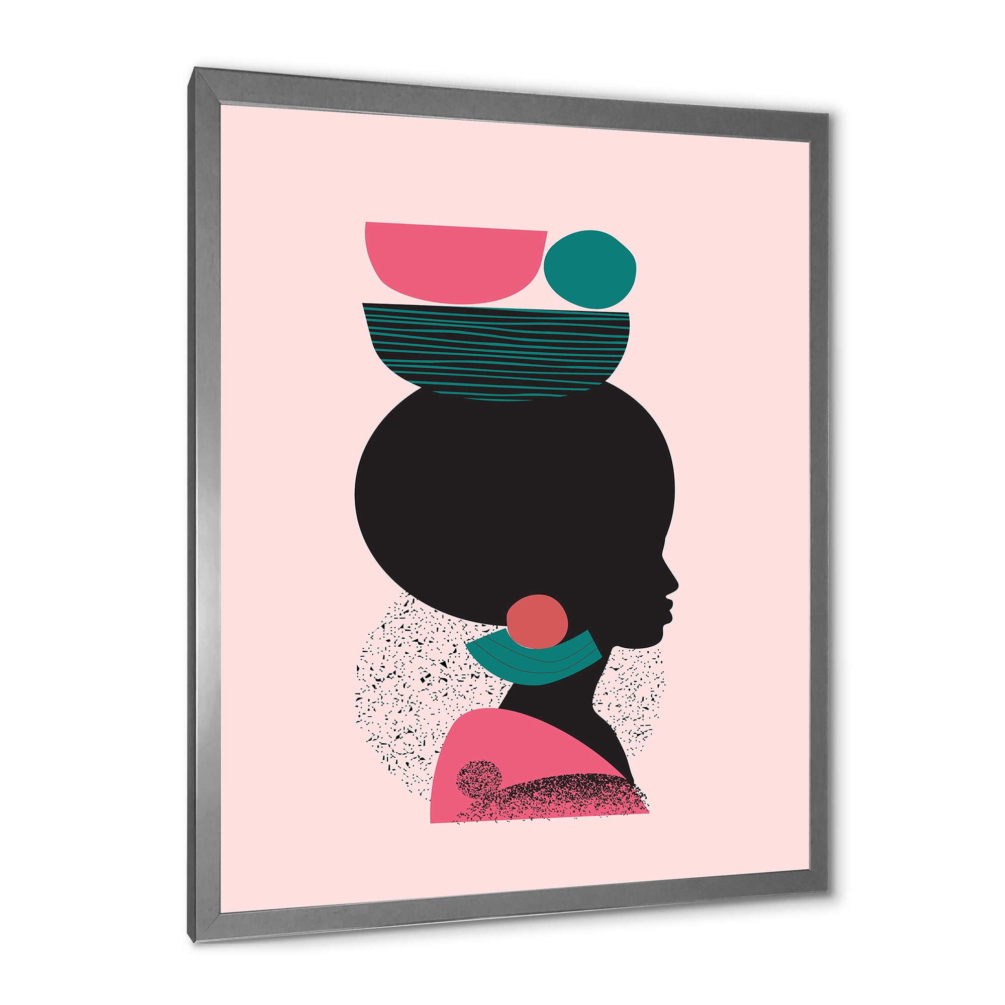 Designart 'Ethnic Geometric Silhouette of African American II' Modern Framed Art Print