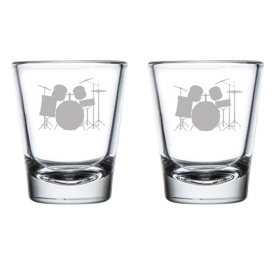 Set of 2 Shot Glasses 1.75oz Shot Glass Drum Set