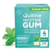 Quitine Nicotine Gum 4mg Mint, 240 Count, Stop Smoking Aid