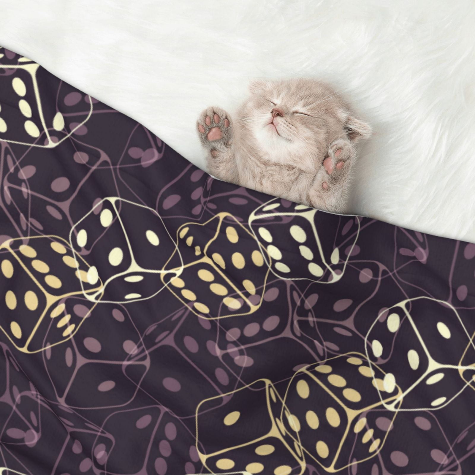 Naloa Dice Dog Blanket, 3 Sizes Cat Blanket for Indoor Cats Large Medium Small Dog Gifts-Large