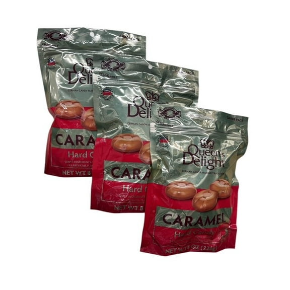 3-Pack Queen's Delight Caramel Hard Candy, 8 oz Bags