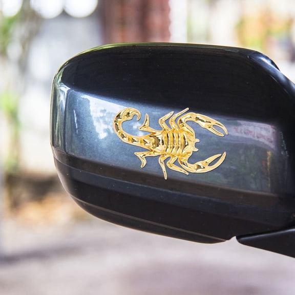 LOLIPPYY 4Pcs Scorpion Car Badge Decal Metal Sticker Golden for Elegant Vehicle Decoration