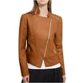 thumbnail image 2 of 2023 Clearance under $5 GaThRRgYP Leather Jackets for Women Plus Size,Women's Solid Color Long Sleeved Leather Jacket Zippered Jacket Pocket Women's Spring Short Jacket, 2 of 9