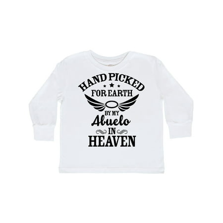 

Inktastic Handpicked for Earth By My Abuelo in Heaven with Angel Wings Gift Toddler Boy or Toddler Girl Long Sleeve T-Shirt