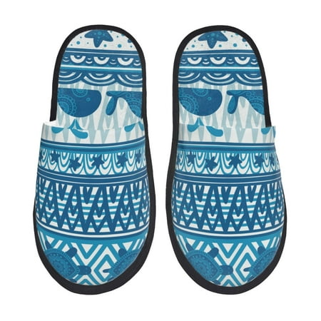 Balery Sea Underwater Animals Slient Indoor Furry Fleece Comfort House Shoes Soft Non-Slip Home Shoes Cotton slippers House Slippers-- Large