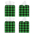 thumbnail image 2 of Naloa Buffalo Plaid Green Black Tissue Box CoverLeather Tissue Holder Square Facial Tissue Case Facial Paper Organizer Dispenser for Bathroom, Vanity Countertop, Tabletop, Car, 2 of 8