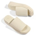thumbnail image 4 of Bocca women Knit Platform Sandals Beige Open Toe 1.8 inch Slide Sandals 7M, 4 of 5