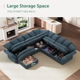 thumbnail image 4 of HONBAY Blue Oversized Corner Modular Sectional with Under-Seat Storage, Movable Ottoman and Adjustable Arms in Plush Cloud Corduroy, 4 of 10