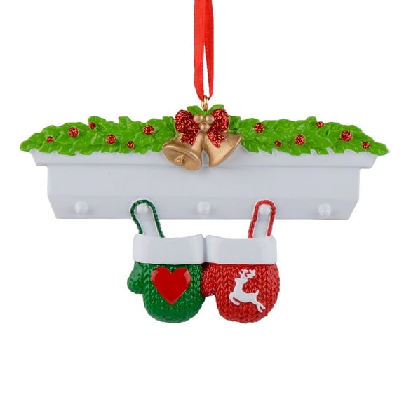 Two Mittens Hand Painted Resin Christmas Ornament