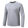 thumbnail image 2 of AZoiNM Men's Solid Long Sleeve T-Shirt Relaxed Fit Breathable Casual Top Athletic Wear, 2 of 4