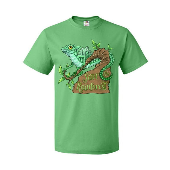 Inktastic Save the Rainforest with Basilisk Lizard on a Tree T-Shirt