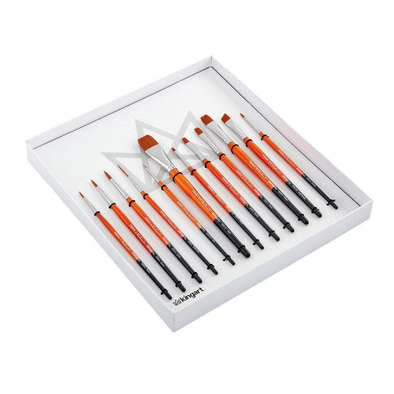 KINGART® Finesse™ Kolinsky Sable Synthetic Blend Premium Watercolor Artist  Brushes, Gift Box, Set of 8