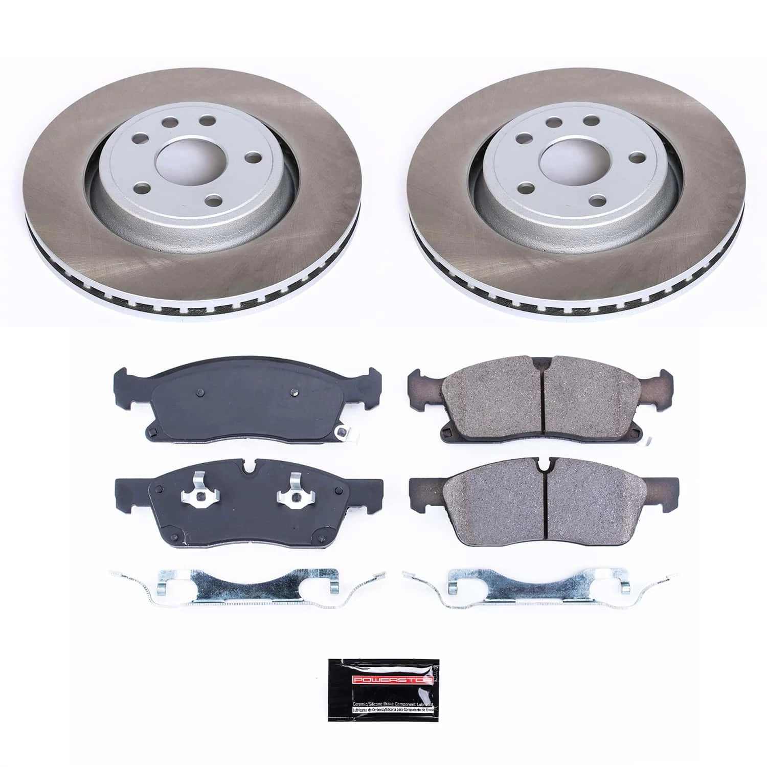 PowerStop Front Semi-Coated Rotor and Low-Dust Ceramic Brake Pad Kit SC5954