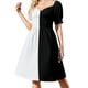 thumbnail image 2 of Vestido de cóctel de manga corta mitad negro mitad blanco, 2 of 7