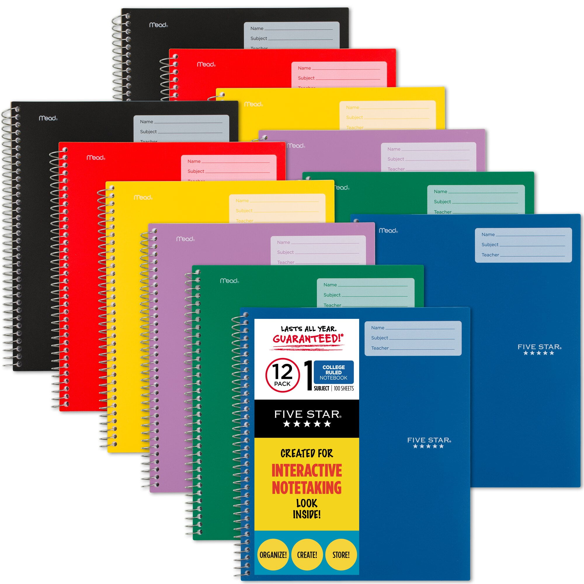 Five Star Interactive Notebook 1 Subject College Ruled 12 Pack Interactive