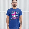 thumbnail image 3 of Tee Hunt Hope Pray Fight for a Cure T-Shirt Cancer Awareness Ribbon Men's Tee, Blue, XX-Large, 3 of 5