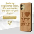 thumbnail image 2 of Case Yard Wooden Case Outside Soft TPU Silicone, Slim Fit Shockproof Wood Protective Phone Cover for Girls Boys Men and Women, Supports Wireless Charging I Love Myself Design case for iPhone-11, 2 of 7