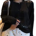 thumbnail image 2 of Women Punk Gothic Oversized Sweaters Spring Winter Hollow Out Tops Grunge Clothes y2k Knitted Pullovers, 2 of 6
