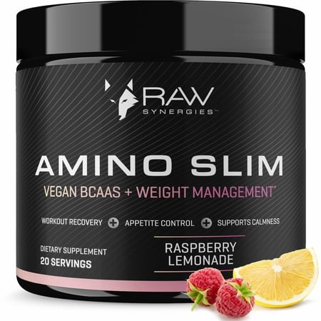 RAW Synergies Amino Slim - Slimming BCAA Weight Loss Drink for Women, Vegan Amino Acids, L-Glutamine Powder for Post Workout Recovery & Fat Burning | Daily Appetite Suppressant, Metabolism Booster