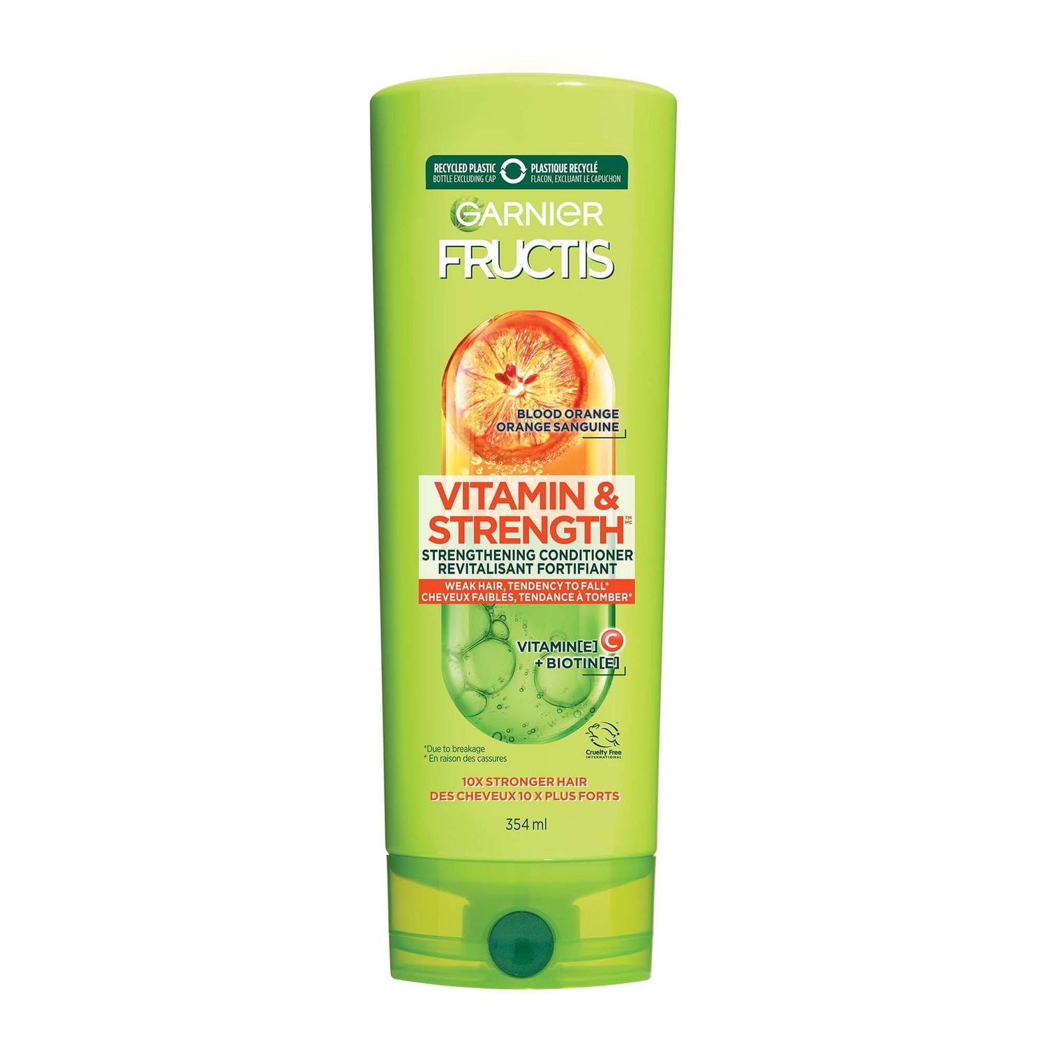 Garnier Fructis Vitamin & Strength revitalisant fortifiant pour cheveux fragiles ayant tendance à tomber, avec orange sanguine, vitamine C, et biotine, 354 mL Revitalisant enrichi de vitamines